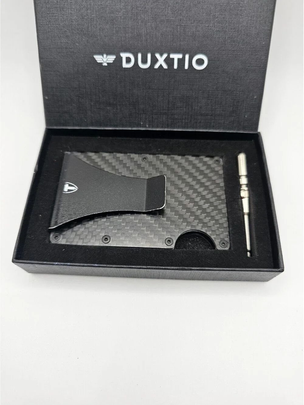 Duxtio Carbon Fiber RFID Minimalist Wallet Money Clip Black NIB